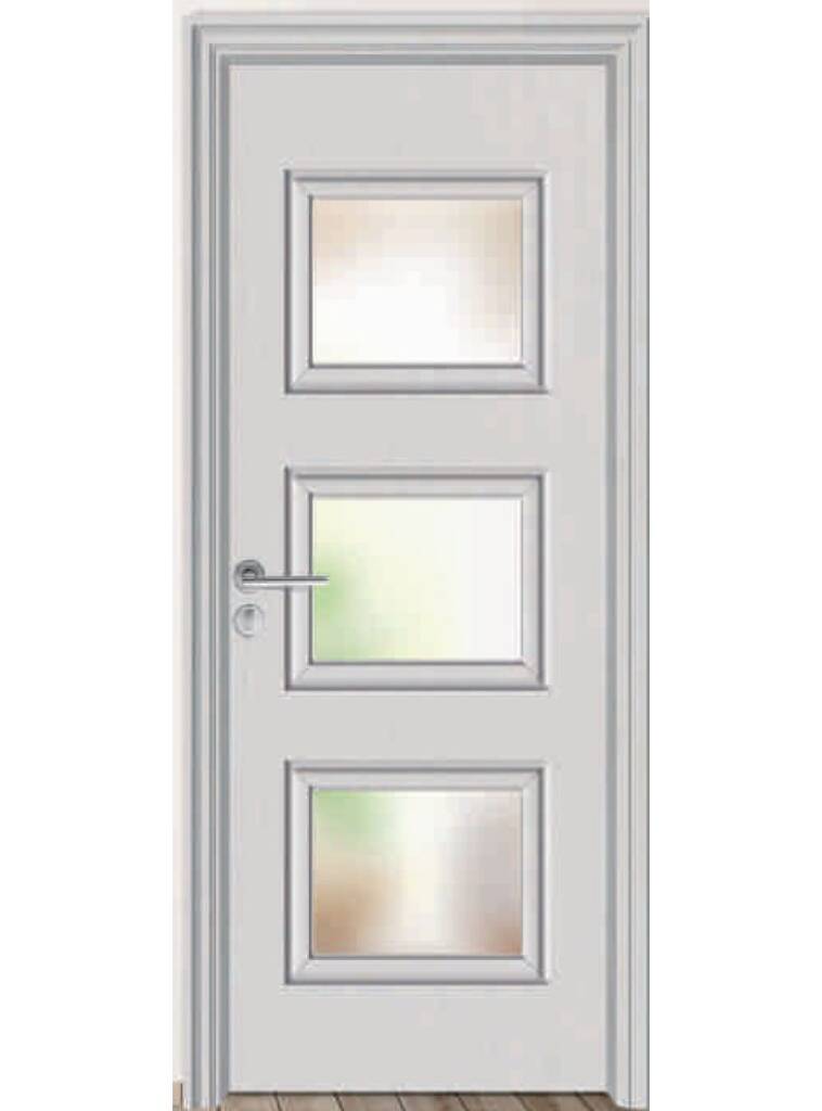 WPC glass door FDI-9020 — tinted glass contemporary WPC interior door 100% UAE-made Umm Al Quwain