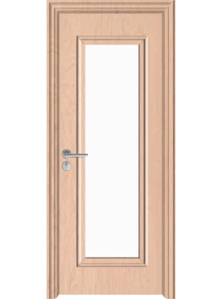 WPC glass door FDI-9027 — clear glass full-height WPC door termite-proof moisture-resistant UAE