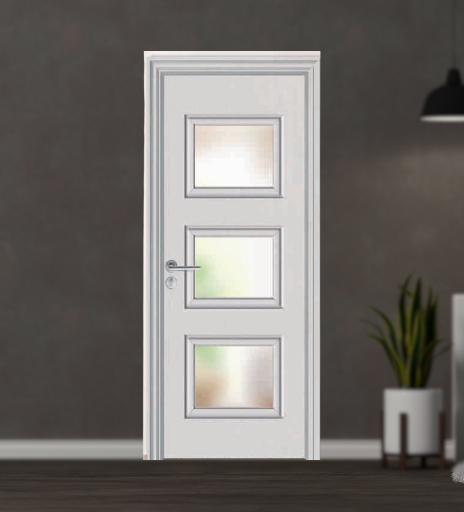 WPC glass door UAE — modern glass panel interior door eco-friendly and moisture-resistant