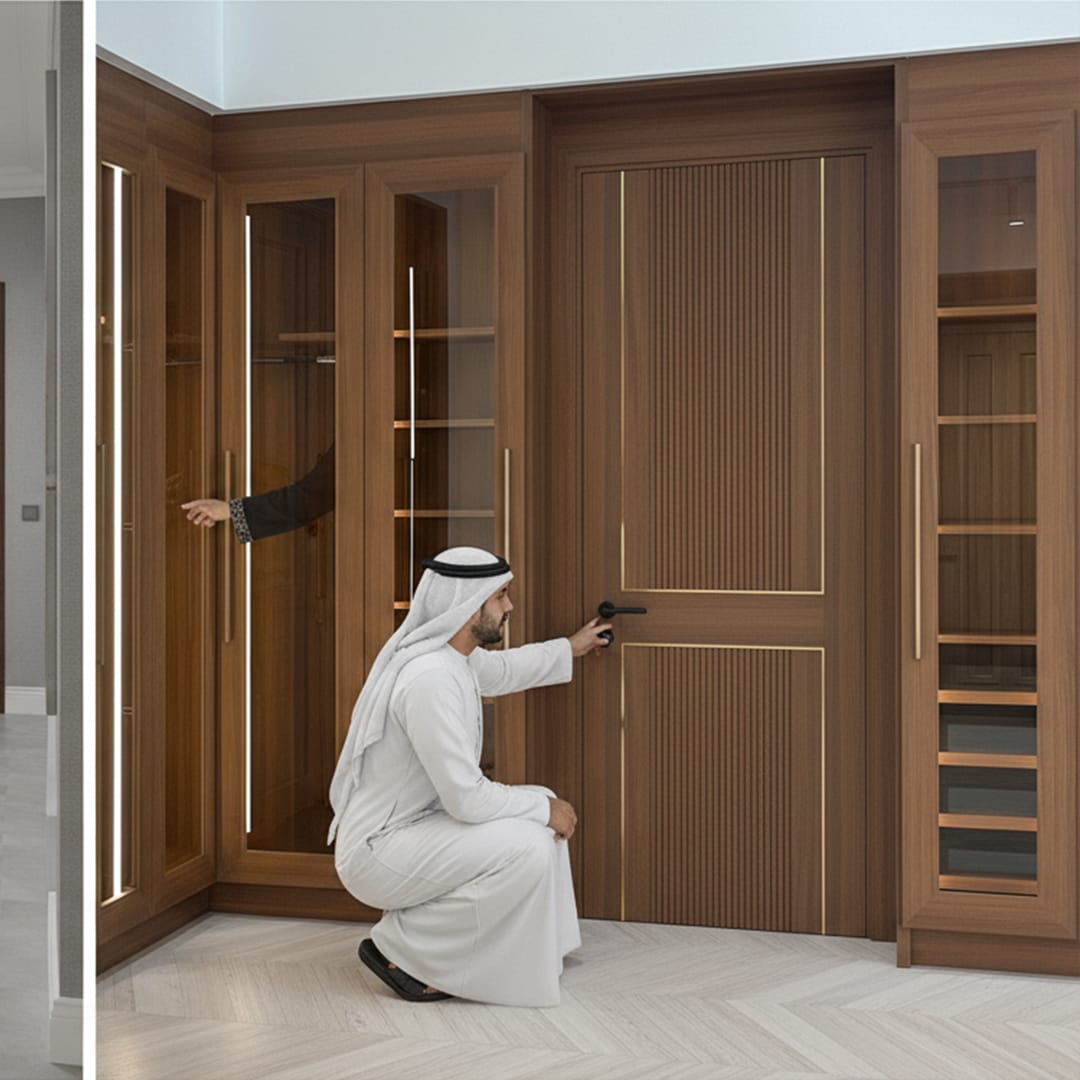 WPC painted doors UAE — termite-proof interior door by Fatima Doors Industry Umm Al Quwain
