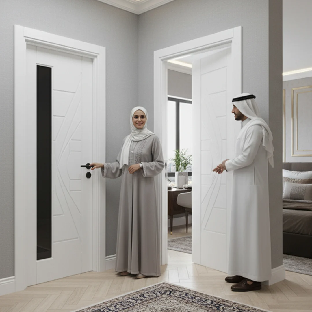 WPC painted doors UAE — termite-proof interior door by Fatima Doors Industry Umm Al Quwain