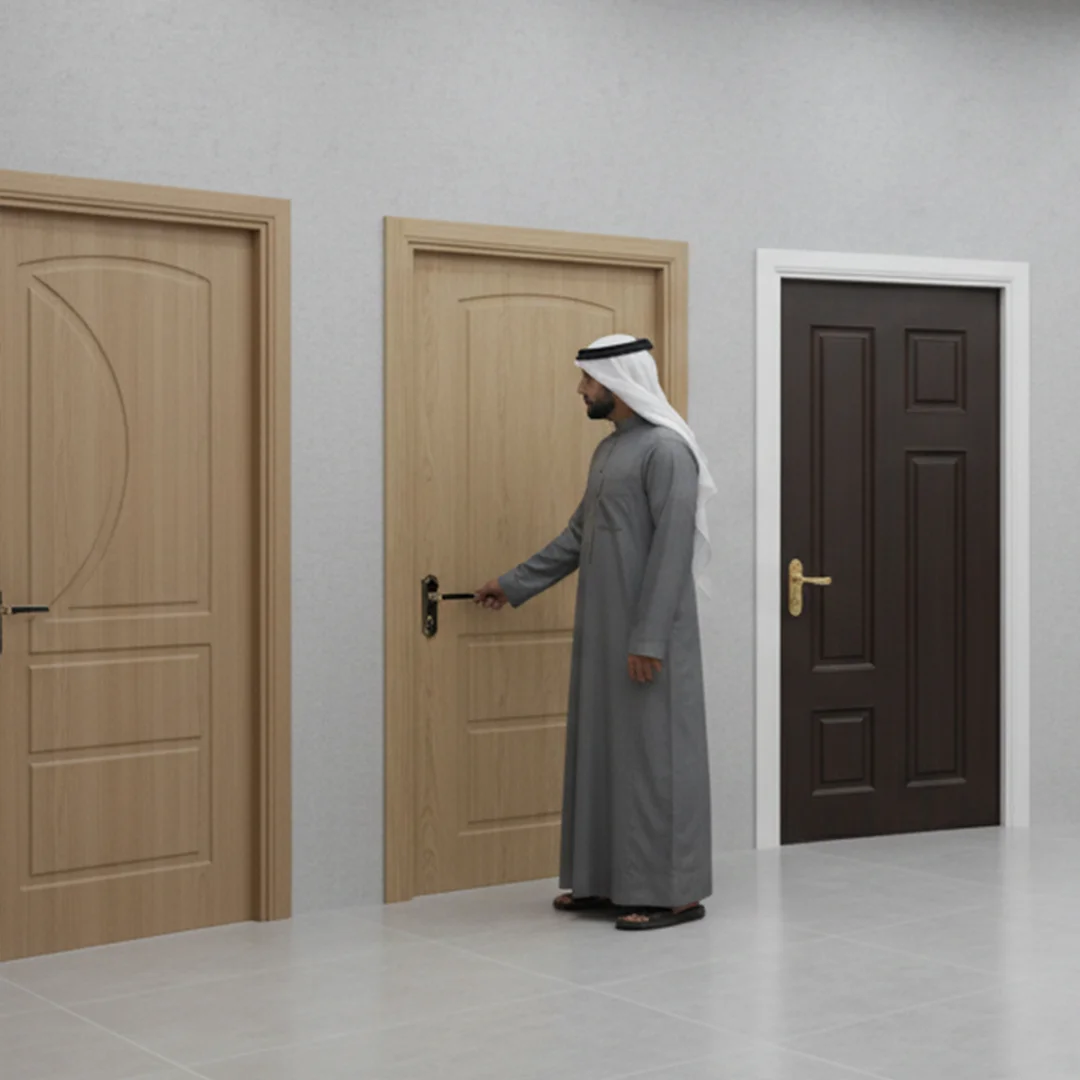 WPC doors UAE — termite-proof interior door by Fatima Doors Industry Umm Al Quwain